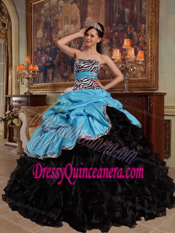 Cheap Sweetheart Ruffled Quinceanera Dress in Taffeta and Organza