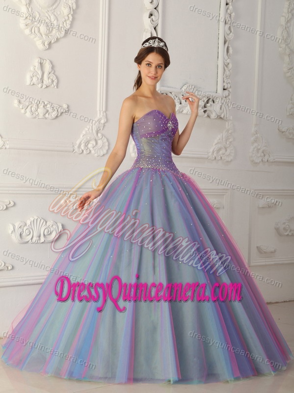 Ball Gown Sweetheart Discount Tulle Quinceanera Dress with Beading