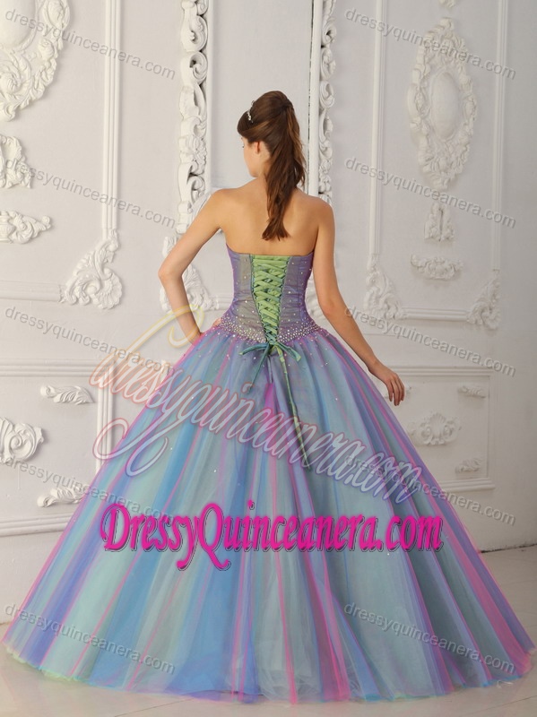 Ball Gown Sweetheart Discount Tulle Quinceanera Dress with Beading