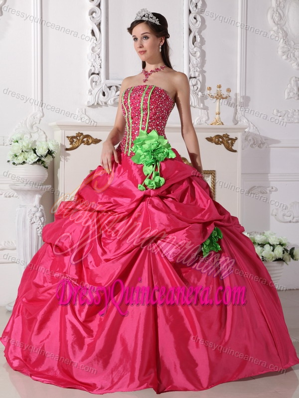 Cheap Coral Red Ball Gown Strapless Dress for Quinceanera in Taffeta