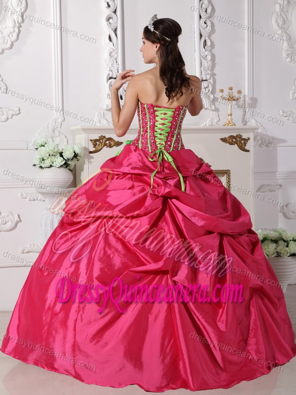 Cheap Coral Red Ball Gown Strapless Dress for Quinceanera in Taffeta