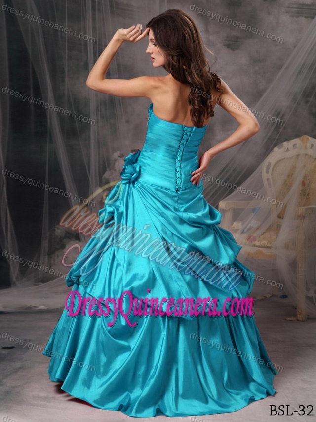 A-line Strapless Taffeta Beaded Quinceanera Dresses with Pick-ups on Sale