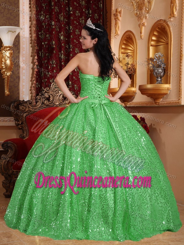 Exclusive Green Sweetheart Beaded Sweet 16 Dresses in Special Fabric