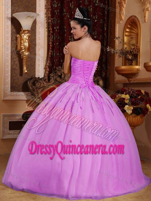 Custom Made Rose Pink Sweetheart Ball Gown Tulle Quinceanera Dress with Beading