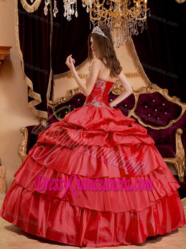 Fashionable Lace-up Taffeta Quinceanera Dresses in Coral Red for Winter
