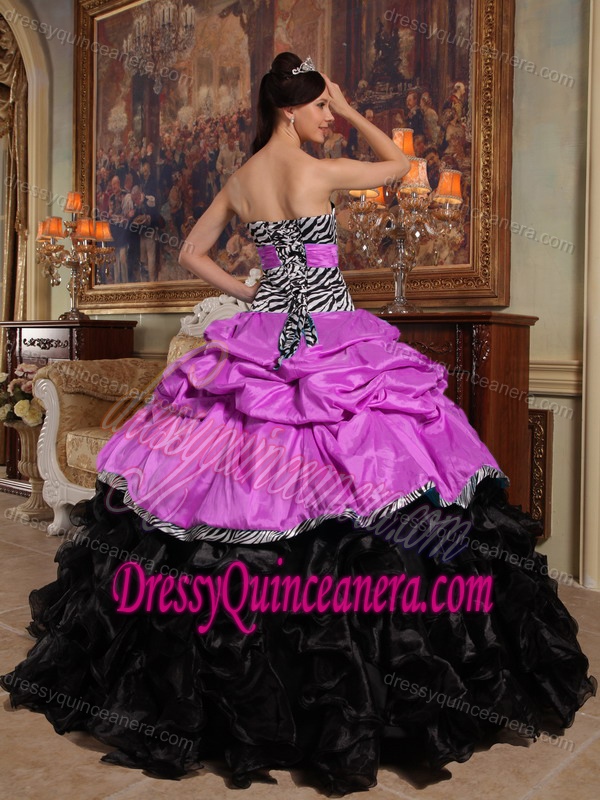 Strapless Taffeta and Organza Quinceanera Dress with Pick-ups and Ruffles