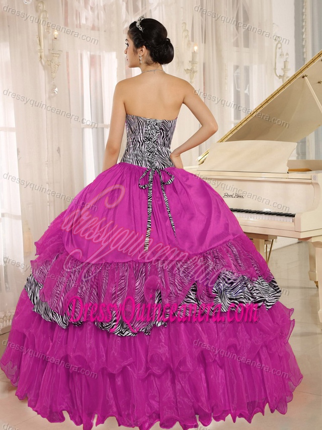 Wholesale Hot Pink Sweet 16 Dress with Ruffles in Organza and Taffeta