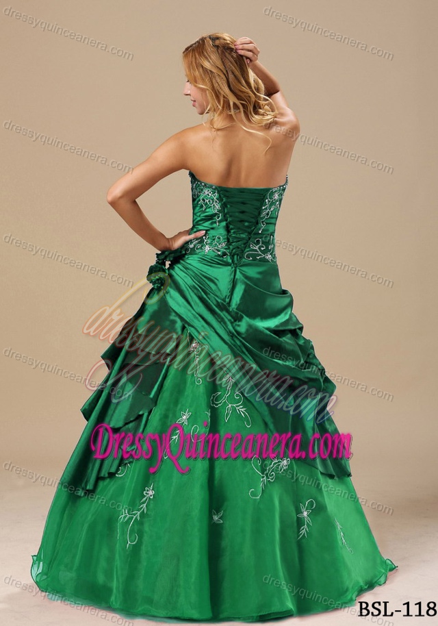 Strapless Dresses for Quinceanera with Embroidery and Hand Made Flowers