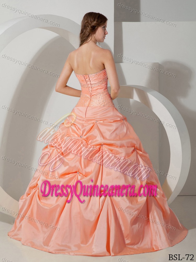 Elegant Sweetheart Taffeta Beaded Quinceanera Dress with Pick-ups in 2013