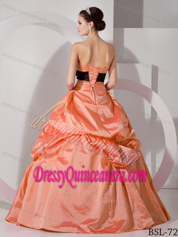 Sweetheart Taffeta Quinceanea Dress with Sash and Bowknot on Promotion