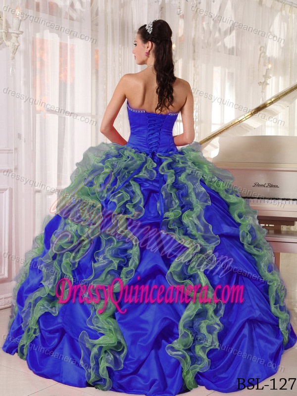 Strapless Organza and Taffeta Beaded Quinceanera Dress with Ruffles in 2014
