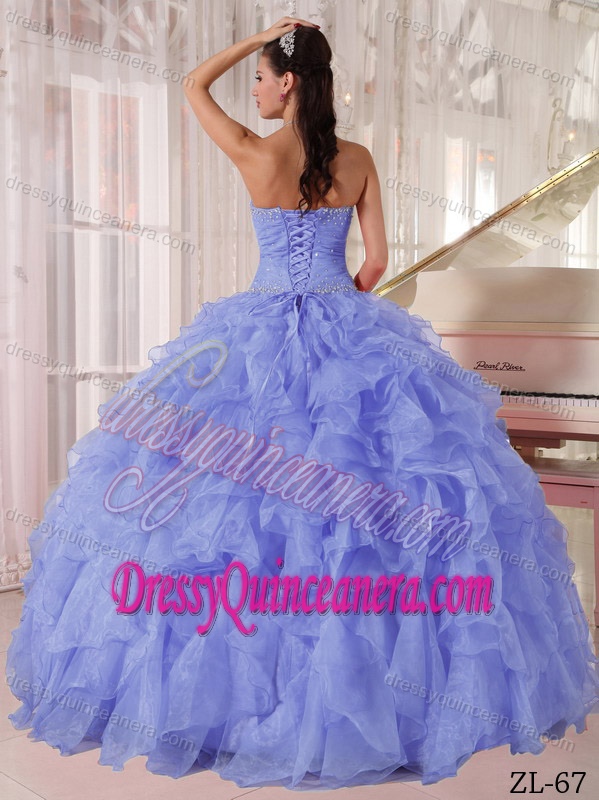 Hot Strapless Organza Quinceanera Dresses with Beading and Ruffled Layers