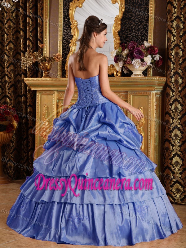 Strapless Taffeta Beaded Quinceanera Dress with Pick-ups on Wholesale Price