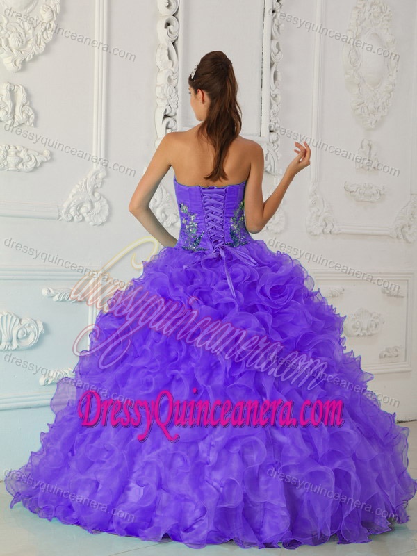 Exquisite Strapless Purple Quinceanera Dresses with Embroidery on Promotion