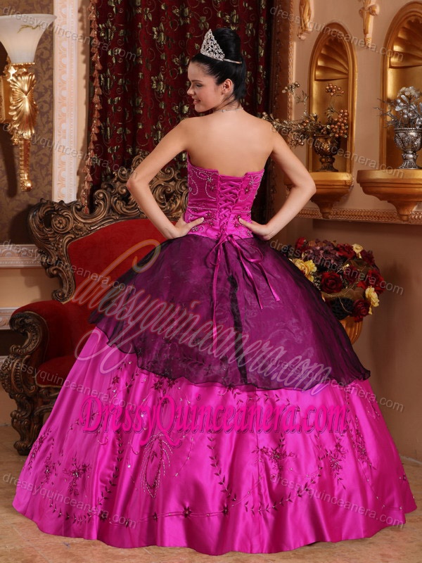 Sweetheart Satin Quinceanera Dress with Embroidery and Beading for Cheap