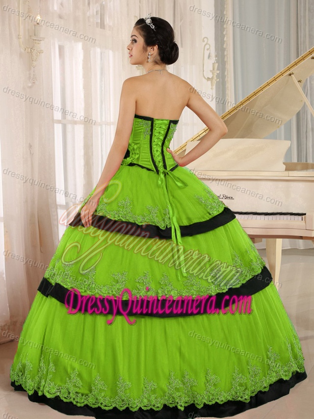 Discount Spring Green and Black Lace Spring Green Quince Dress for Fall