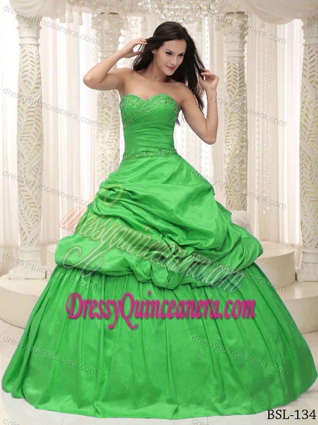 Brand New Style Taffeta Lace Up Quinceanera Gown Dress with Appliques