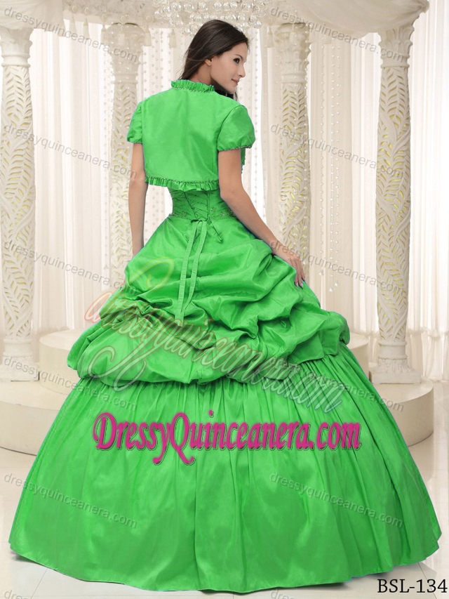 Brand New Style Taffeta Lace Up Quinceanera Gown Dress with Appliques