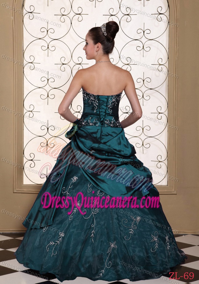 Strapless Quinceanera Gowns on Promotion with Embroidery in Teal