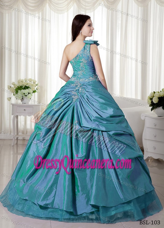One Shoulder Taffeta and Organza Quinces Dresses for Wholesale Price