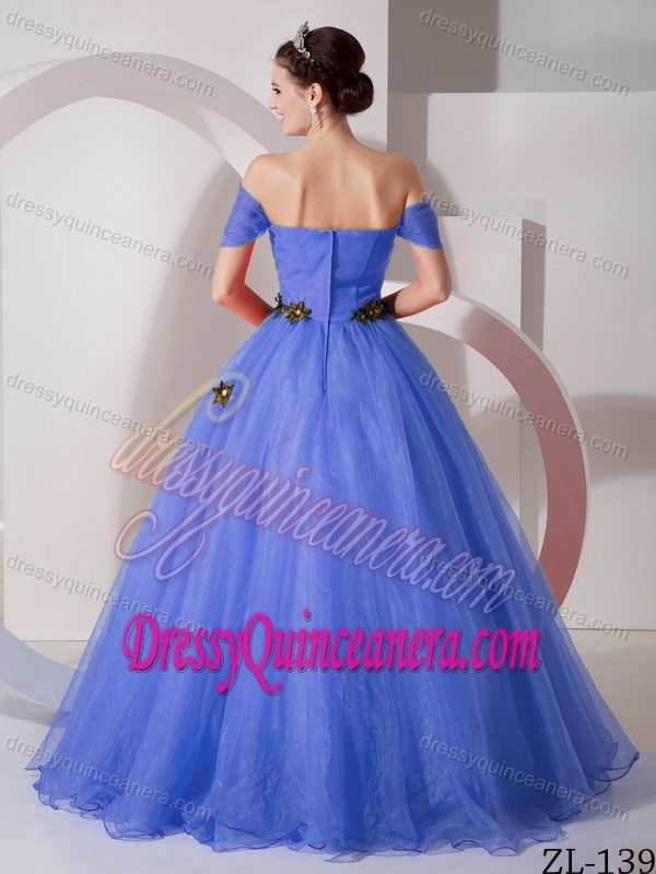 Elegant Off The Shoulder Organza Dresses for Quinces with Appliques