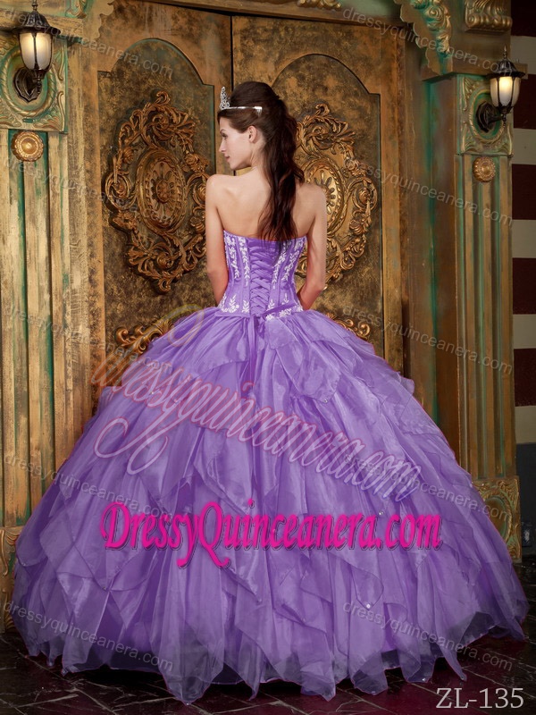 Strapless Sweet 16 Dresses for Wholesale Price in Lavender in Organza