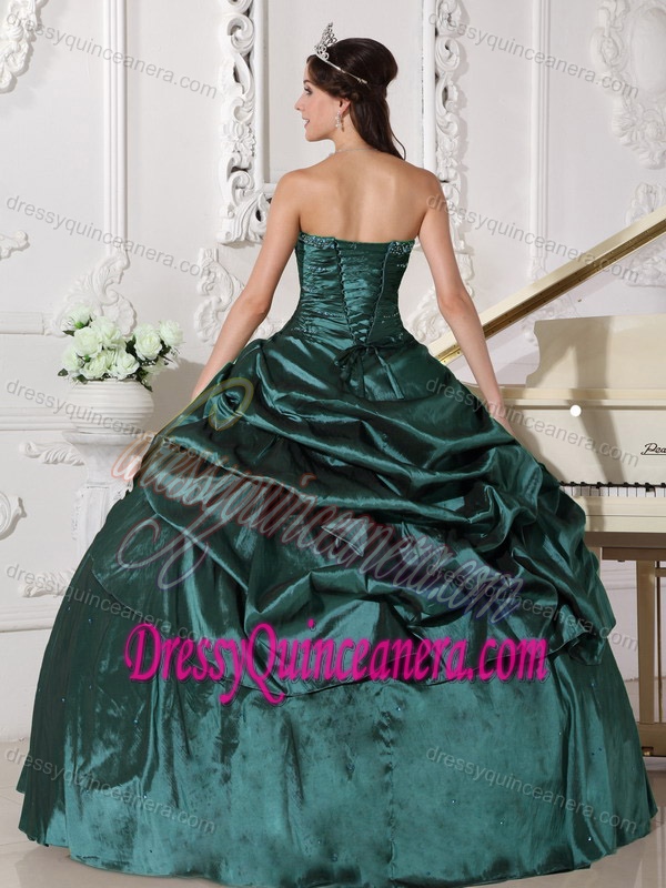 Bottom Price Ruffled Taffeta Dresses for Quinceanera with Beadings in Turquoise