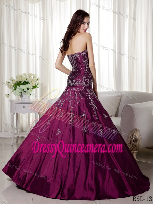 Sweetheart Taffeta Quinceanera Dress with Beading and Embroidery on Sale