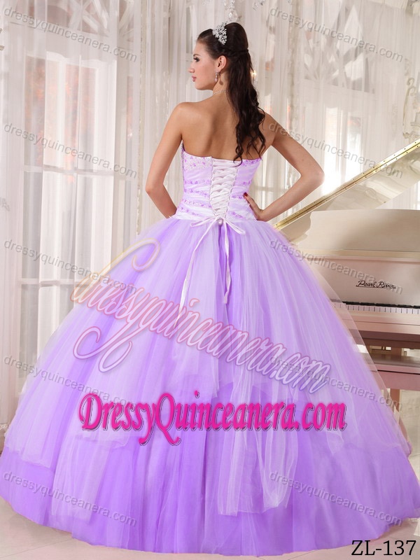 Affordable Sweetheart Tulle Beaded Quinceanera Dresses for Custom Made