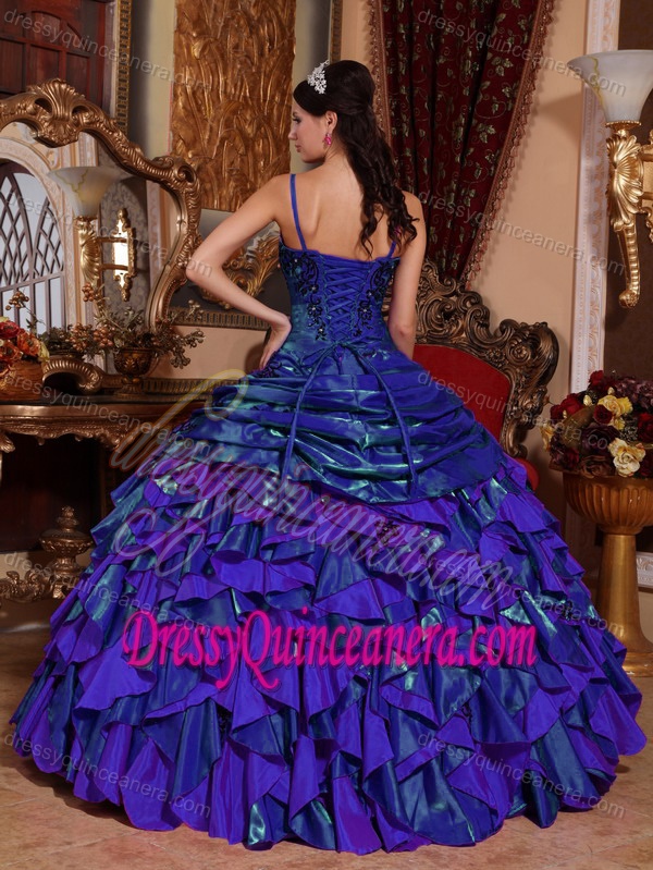 Discount Straps Satin Quince Gowns with Embroidery in Purple