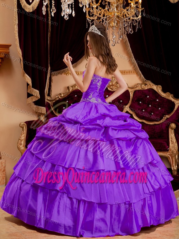 Lavender Ball Gown Taffeta Sweet Sixteen Dress with Sweetheart