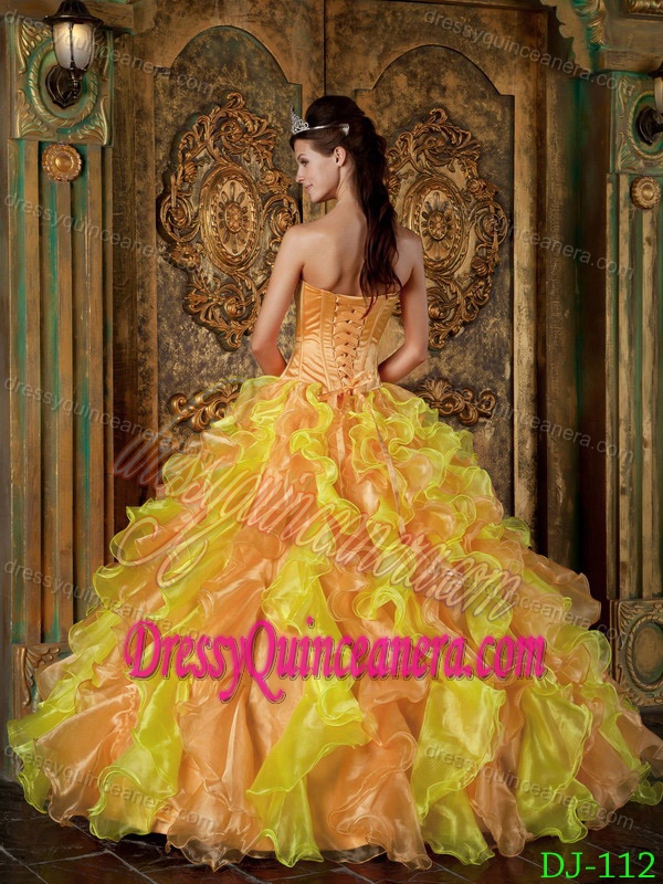 Affordable Ball Gown Strapless Quinceanera Dress with Ruffles