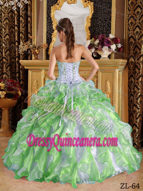 Discount Ball Gown Style Organza Dress for Quince with Appliques