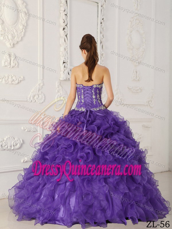 Satin and Organza Cute Sweet Sixteen Quinceanera Dress in Purple