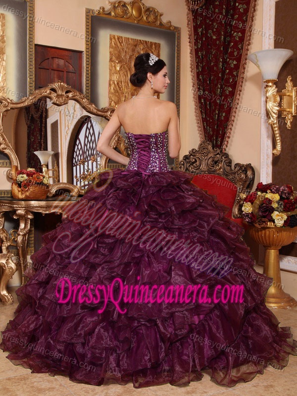 Sweetheart Inexpensive Quinceanera Dresses in Organza with Sequins