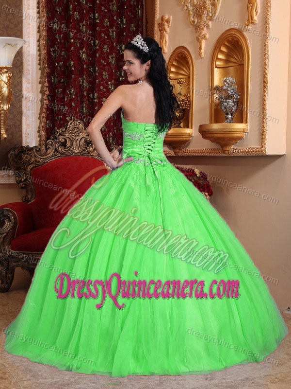 Sweetheart Green Ball Gown Sweet Sixteen Dress in Tulle and Taffeta