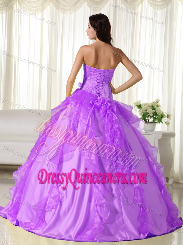Pretty Purple Sweetheart Taffeta Quinceanera Gown with Embroidery