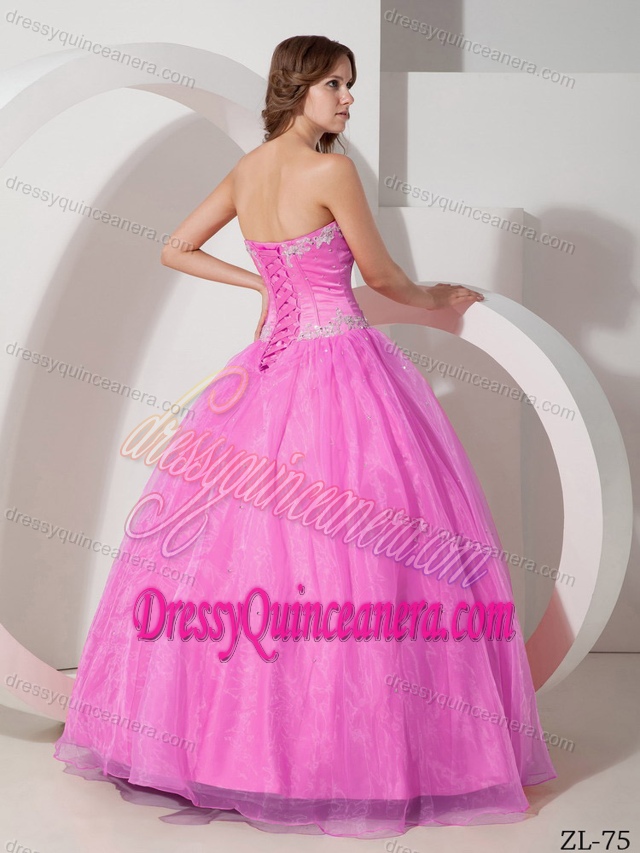 Beautiful Satin and Organza Quinceanera Dress with Appliques and Beading