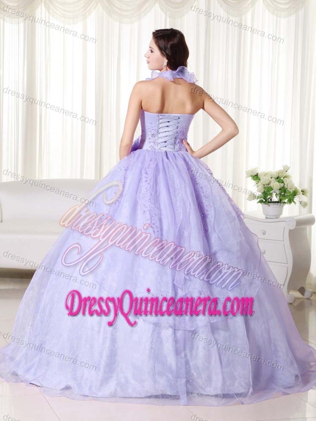 Halter Top Quinceanera Dresses with Embroidery and Beading on Promotion