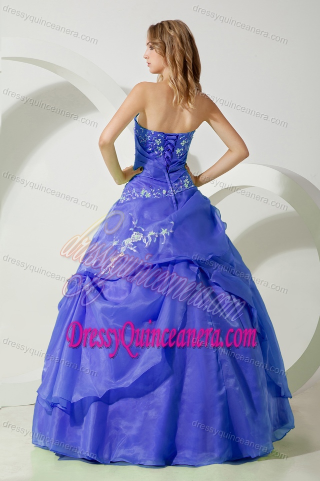 Ready to Wear Strapless Quinceanera Dress with Embroidery for Custom Made