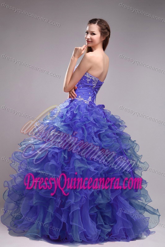 Beautiful Sweetheart Organza Quinceanera Dresses with Appliques for Cheap