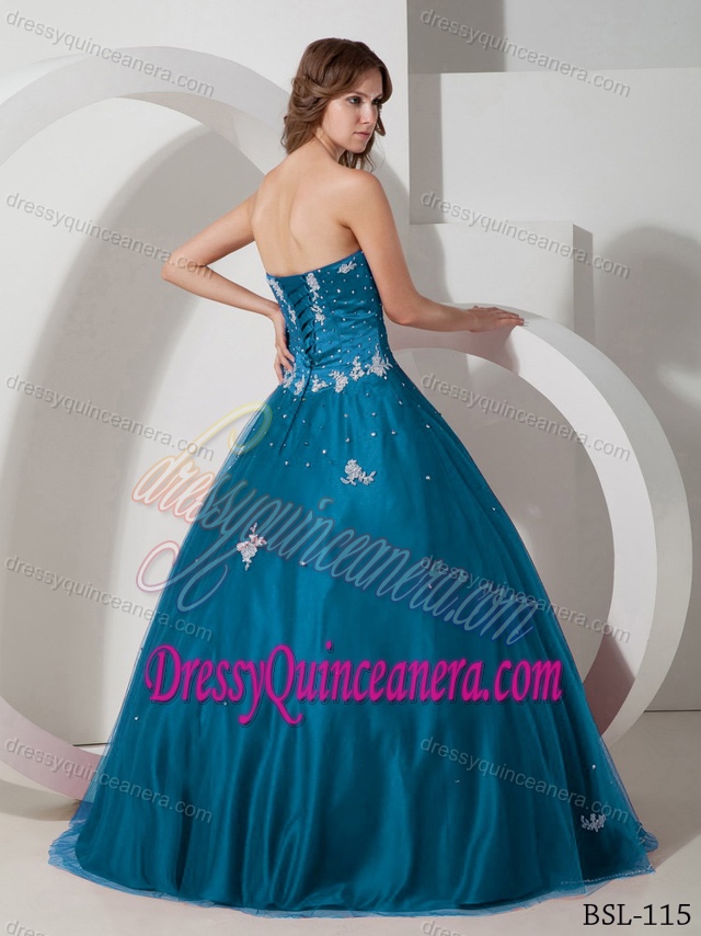 Strapless Taffeta and Tulle Quinceanera Dresses with Appliques and Beading