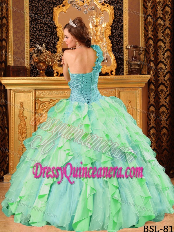 Taffeta Beaded and Ruffled Sweet 16 Quinceanera Dresses in Multi-Color