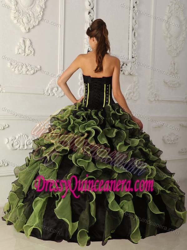 Sweetheart Organza Beaded Sweet Sixteen Quinceanera Dresses in Green