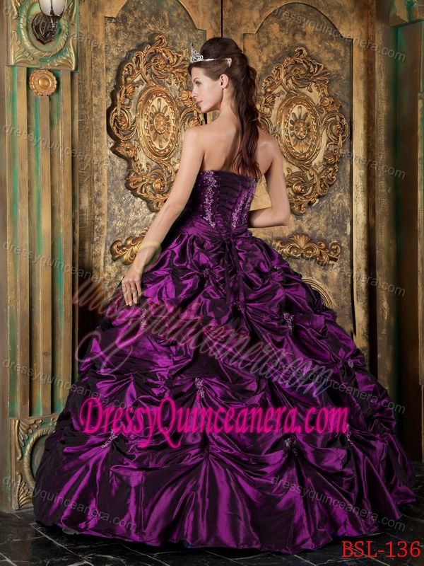 Eggplant Purple Ball Gown Sweetheart Picks-up Quinceanera Dress by Taffeta