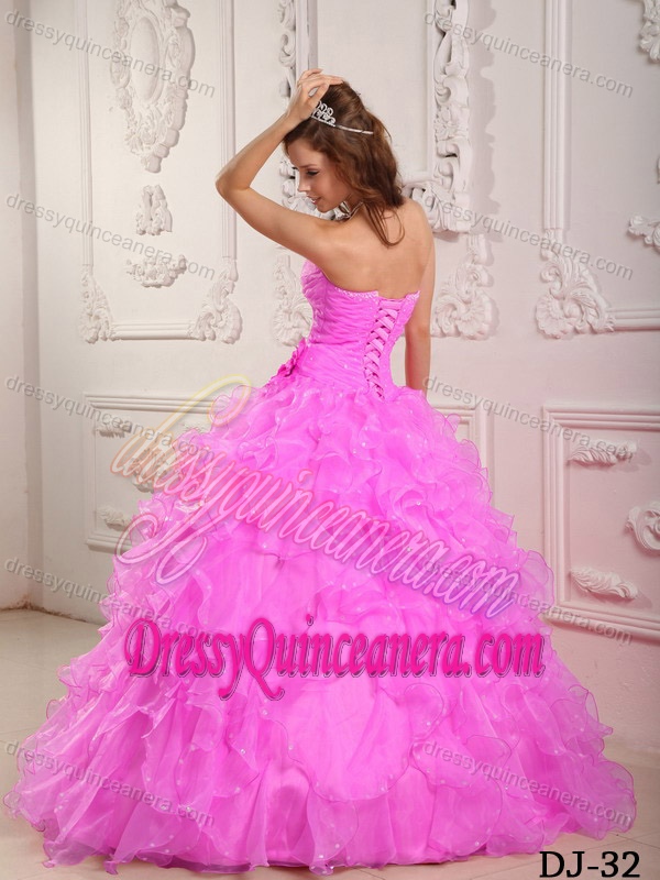 Romantic Sweetheart Organza Beading Lavender Quinceanera Dress with Ruffles