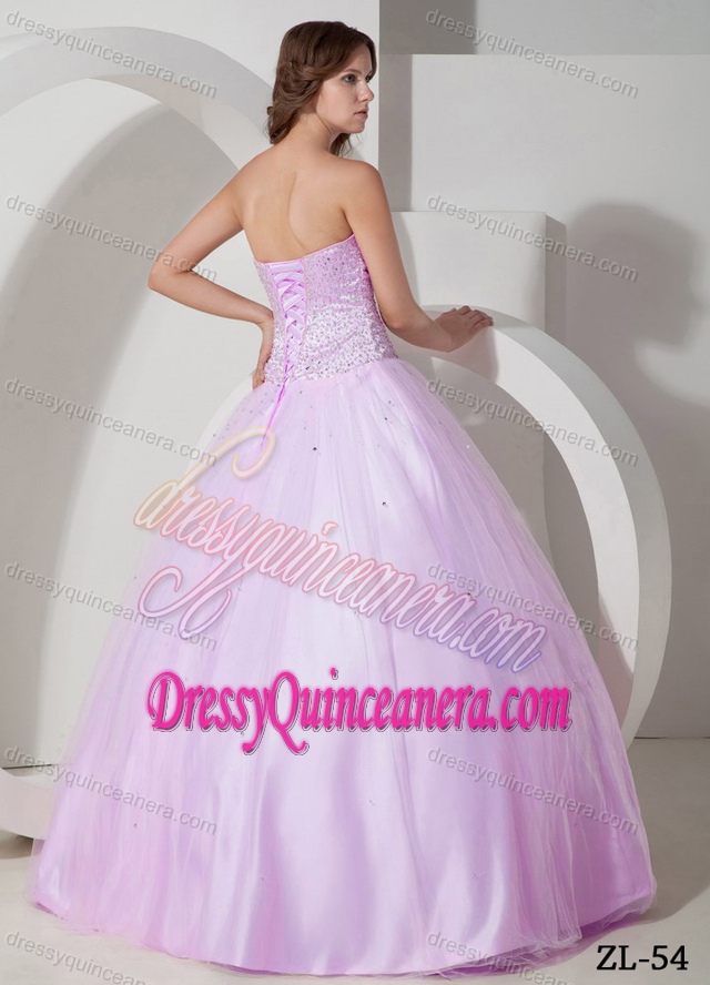 Fabulous Beaded Floor-length Taffeta Quinceaneras Dress in Light Pink