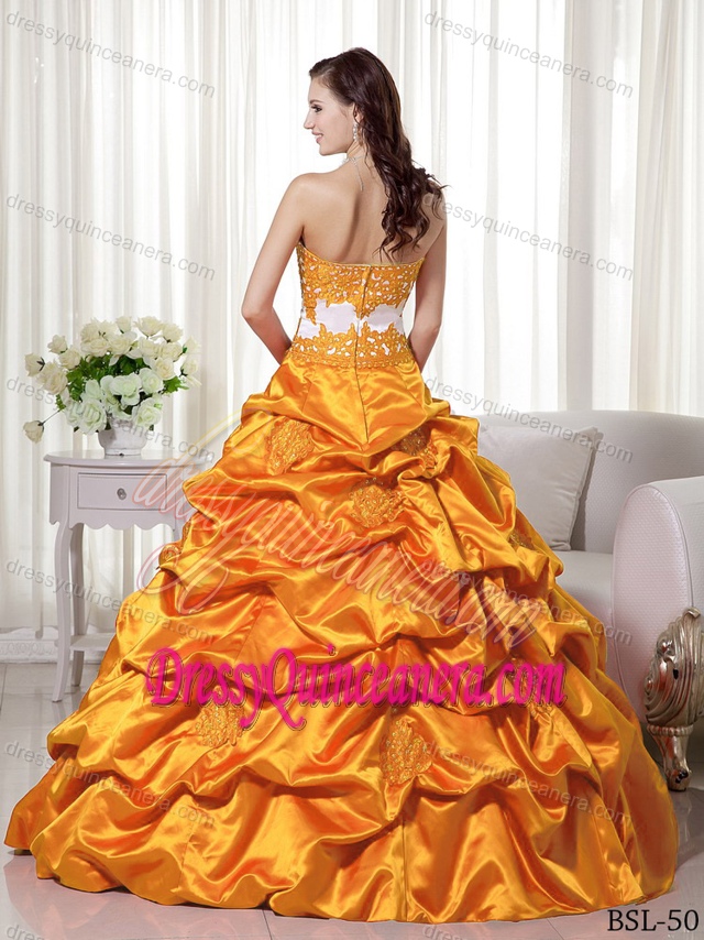 A-line Sweetheart Taffeta Zipper-up Exquisite Quince Dresses in Orange
