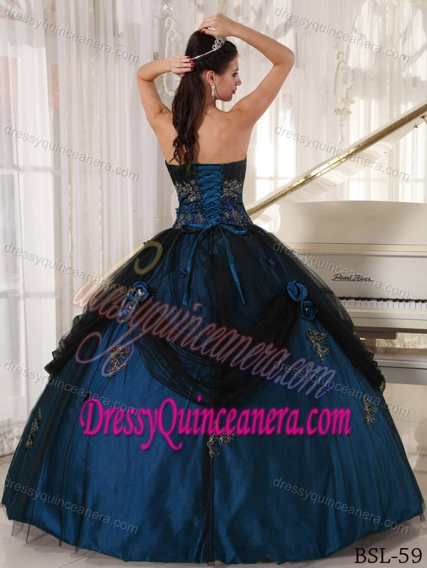 Tulle and Taffeta Magnificent Sweet 15 Dresses in Navy Blue and Black