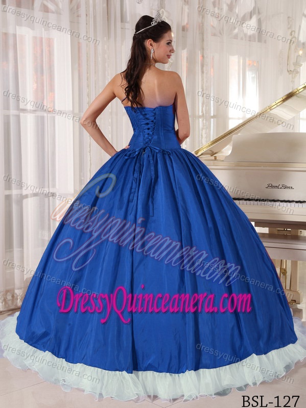 Blue and White Organza Gorgeous Quinceanera Dresses with Beading